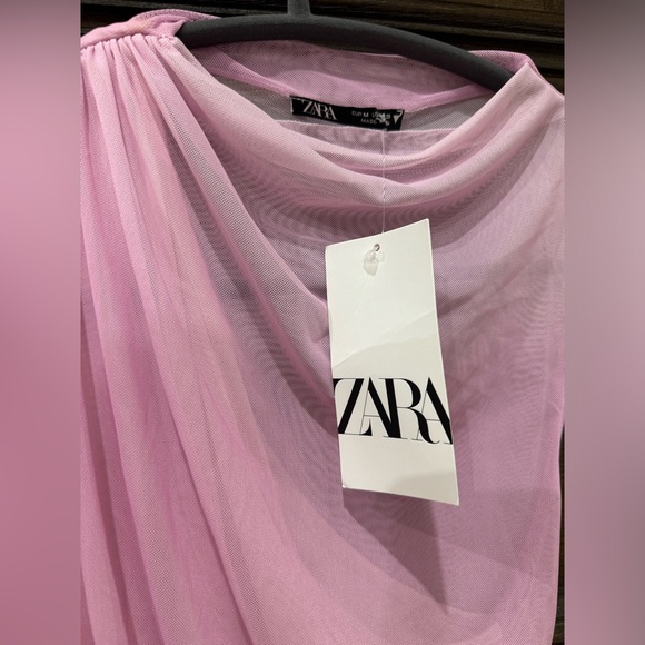 NWT Zara draped tulle Mini Dress sz M - Picture 10 of 10